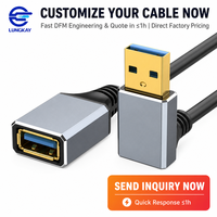 Produsen Kustom USB 3.0 90 °   Kabel Ekstensi Sudut Kanan Kiri Atas Bawah Pria ke Wanita Berbahan Aluminium 5Gbps