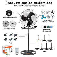 Ventilador Industrial de Pie de 18 Pulgadas 3 en 1 con Aspas Metálicas, Opciones de 3, 5 y 7 Aspas, Precio de Fábrica Económico para Exportación