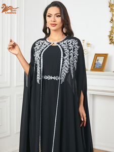 Vêtements islamiques de haute qualité pour femmes musulmanes Vente en gros en usine Costume de soirée deux pièces à manches longues manches chauve-souris Abaya turque pour voiles - Product Image 3