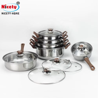 Ensemble de 12 ustensiles de cuisine en acier inoxydable de style moderne et classique pour la cuisine à domicile avec couvercle en verre durable