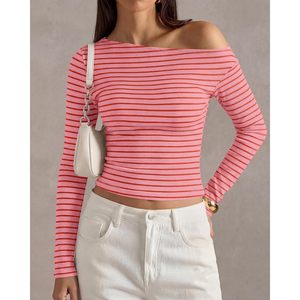 Haut court ajusté à rayures et épaules dénudées pour femme, style Y2K, idéal pour sortir - Product Image 2