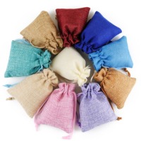 Sacs en lin en gros pour emballage cadeau, mini-sacs en lin multi-tailles personnalisés, pochettes en toile de jute rose pour bijoux avec cordon de serrage