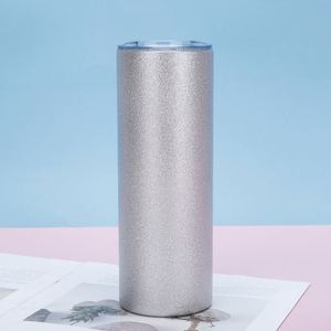 Gobelet isotherme droit et fin de 20 oz en acier inoxydable à double paroi avec couvercle, personnalisable avec logo, pour sublimation et paillettes - Product Image 1