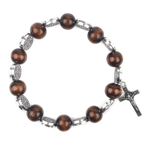 <span class=keywords><strong>Bracciale</strong></span> Elastico da <span class=keywords><strong>Uomo</strong></span> e Donna Fatto a Mano con Perle in Legno da 10mm e Perle in Lega di San Benedetto - Product Image 6