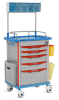 SAIKANG Chariot de service hospitalier en plastique ABS professionnel Chariot médical multifonction pour médicaments d'urgence avec SKR054-AT à tiroirs
