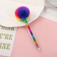 Stylo à pompon mignon nouveauté stylo à bille Kawaii stylo en fourrure en peluche papeterie pour enfants Offre Spéciale