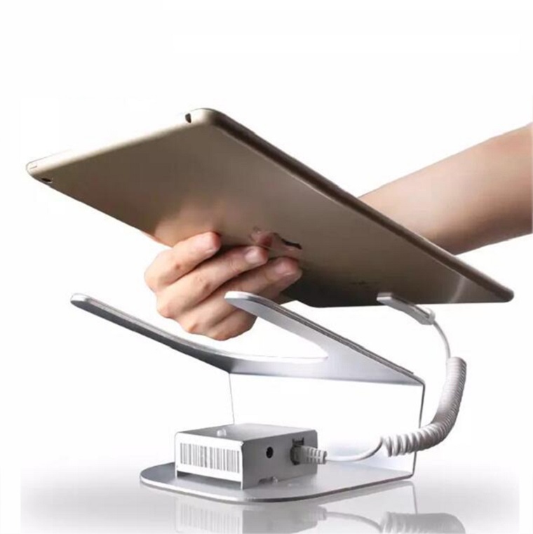 Retail Stores Metal Desktop Counter Tablet Security Alarm Holder Anti-theft Display Stand for Tablet with Charging Cable