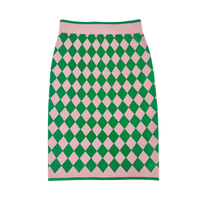 Fournisseur de tricots sur mesure, ensemble de tricots d'hiver 2024 pour femmes, pull en tricot à carreaux, cardigan, jupe