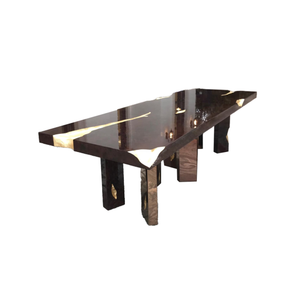 Mesa de Comedor de Lujo Estilo Boca Do Lobo, Mesa de Comedor Moderna con Tapa de Mármol de Diseño, Muebles Hechos a Mano de Alta Gama - Product Image 1