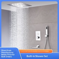 Nouvel ensemble de robinets thermostatiques muraux en cuivre chromé de style chinois avec douche cascade, design minimaliste pour usage hôtelier