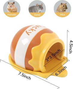 Tafit Nascondiglio per Criceti a Forma di Vasetto di Miele in Ceramica, Design Facile <span class=keywords><strong>da</strong></span> Pulire, Ampio Spazio per Piccoli Animali, Criceti Siriani e Nano Criceti - Product Image 5