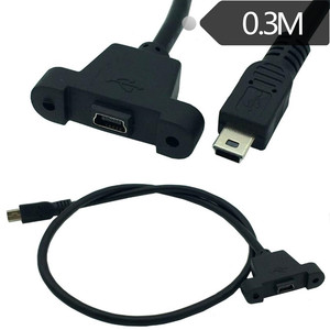 Cable de Carga Mini USB de 0.3M en Ángulo Recto para Teléfono Móvil con Soporte de Tornillo - Product Image 1