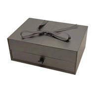 Boîte cadeau rigide à double tiroir avec nœud papillon, finition mate, écologique, double couche, emballage haut de gamme