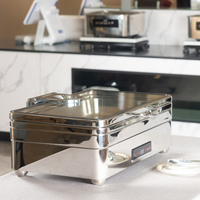 SUNNEX Burano Gamme 1/1 8.5L En Acier Inoxydable Chafing Dish Induction Chafer Hôtel Buffet Électrique Chauffage De L'eau Poêle 900W 220V