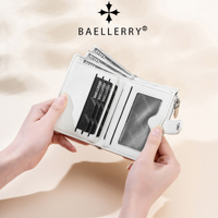 Dompet Mini Baellerry Slim dari Kulit PU Anti-RFID dengan Lapisan Poliester, Penutup Ritsleting, Desain Fashion, Tempat Kartu Kredit