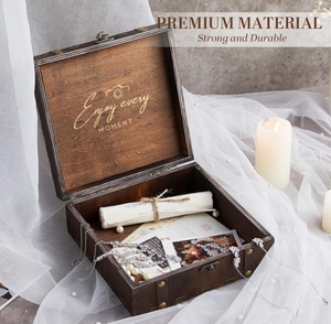 Boîte à souvenirs en bois gravée personnalisée pour mariage, cadeau d'anniversaire, de fiançailles pour couples, ou de fête prénuptiale, avec <span class=keywords><strong>rangement</strong></span> en forme de cœur - Product Image 5