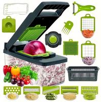 Cortador de Cebolla Multifuncional de Acero Inoxidable, Rebanador de Frutas, Pelador de Patatas, Picador Manual de Verduras