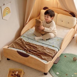<span class=keywords><strong>Cama</strong></span> Moderna y Segura para Niños <span class=keywords><strong>con</strong></span> Cabecera de Orejas de Oso KUKU, <span class=keywords><strong>Cama</strong></span> Infantil de Madera Maciza <span class=keywords><strong>con</strong></span> <span class=keywords><strong>Respaldo</strong></span> <span class=keywords><strong>Acolchado</strong></span> Suave para Decoración de Cuarto de Niños - Product Image 1