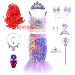 Disfraz de Princesa Sirena para Niñas, Vestido de Fiesta para Niñas Pequeñas, Vestidos de Lentejuelas para Halloween - Product Image 1