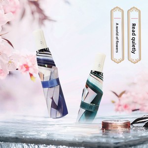 <span class=keywords><strong>Parapluie</strong></span> pliant trois volets en vinyle, style <span class=keywords><strong>peinture</strong></span> à l'encre chinoise, entièrement automatique, anti-UV, toutes saisons, vente en gros d'usine - Product Image 2