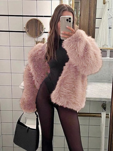 Cappotti in Ecopelliccia da <span class=keywords><strong>Donna</strong></span> per <span class=keywords><strong>Primavera</strong></span>, Autunno e Inverno, Giacca di Lusso in Finta Pelliccia Marrone, Soffice <span class=keywords><strong>Soprabito</strong></span> - Product Image 3