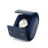 Kotak Jam Tangan Kulit Biru dengan Tali Pengikat, 1 2 3 Slot, Dilengkapi Bantal Pengaman, untuk Jam Tangan 36-55mm, Warna Hitam Hijau