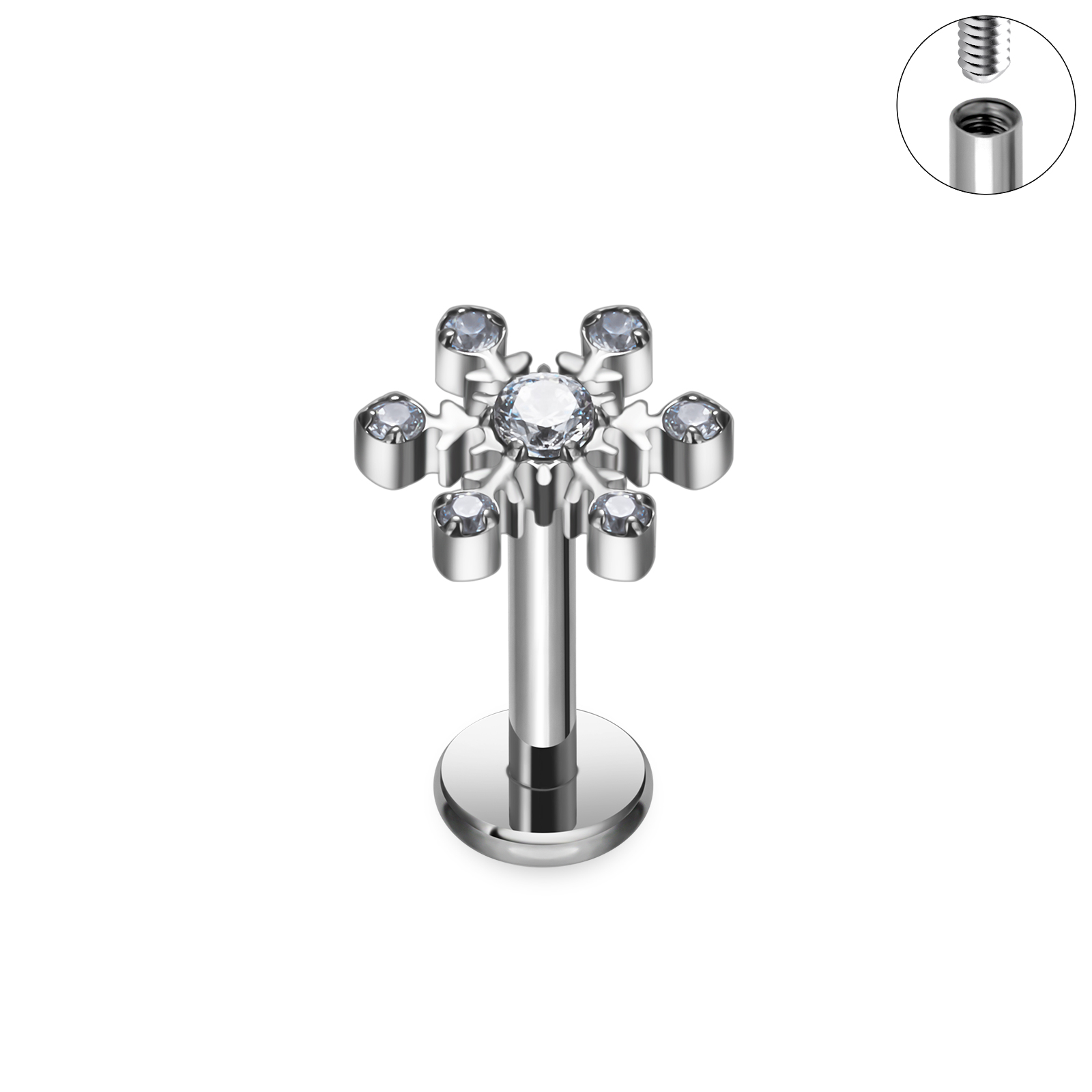 Silver snow flake white cz