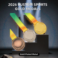 Médailles de sport personnalisées en laiton plaqué or gravées et sculptées, prix abordable 2026, pour la course, la natation, le football, la boxe, avec ruban doré