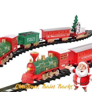 Weihnachts dekoration liefert klassische Eisenbahn Weihnachts zug Set Gleis Spielzeug Set Sound und Lichter