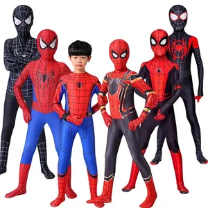 chaqueta niño spiderman Suppliers-Disfraz de Spiderman de Iron Spider para niños y adultos, traje increíble de Spiderman millas para Halloween, traje de Peter Parker Zentai de superhéroe