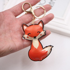 Promotional Pu Leather Back to School Gift for Students <b>Key</b> <b>Rings</b> Cotton Filled Leather Car <b>Key</b> Chains Cartoon Fox <b>Key</b> Chain - Product Image 2