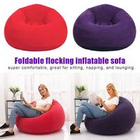 Canapé gonflable en PVC floqué, pouf moderne pliable, chaise gonflable confortable pour salon, chambre, balcon, extérieur