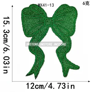 Colorful Glitter Sequin <strong>Girly</strong> Coquette Sparkle Bows Iron on Small Badge Thermoadhesive Embroidery Patches Applique for <strong>Hoodies</strong> - Product Image 3
