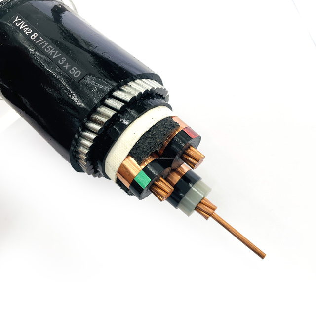 Medium Voltage Copper Core XLPE Insulated Heavy Steel Wire Armored Power Cable YJV42 8.7/15kV Low Smoke Zero Halogen