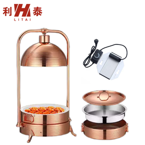 Liyunda Luxury Rose Gold 6L 8L Hotel <span class=keywords><strong>Food</strong></span> Calefacción eléctrica Acero inoxidable Horno colgante de 3 capas Platos de frotamiento Calentador de alimentos - Product Image 2