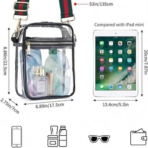 Bolsa transparente unisex de muestra gratuita, aprobada para estadios, con correa ajustable, bolso transparente unisex para conciertos y eventos deportivos - Product Image 2