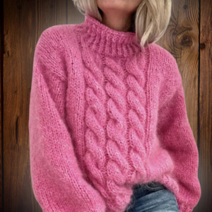 <span class=keywords><strong>เสื้อ</strong></span>สเวตเตอร์ถักให้ความอบอุ่นในฤดู<span class=keywords><strong>หนาว</strong></span>ของผู้หญิงสไตล์ยุโรปและอเมริกา<span class=keywords><strong>เสื้อ</strong></span>สเวตเตอร์แบบสวมหัวคอเต่าทรงตรงพิมพ์ลายกลาง - Product Image 6