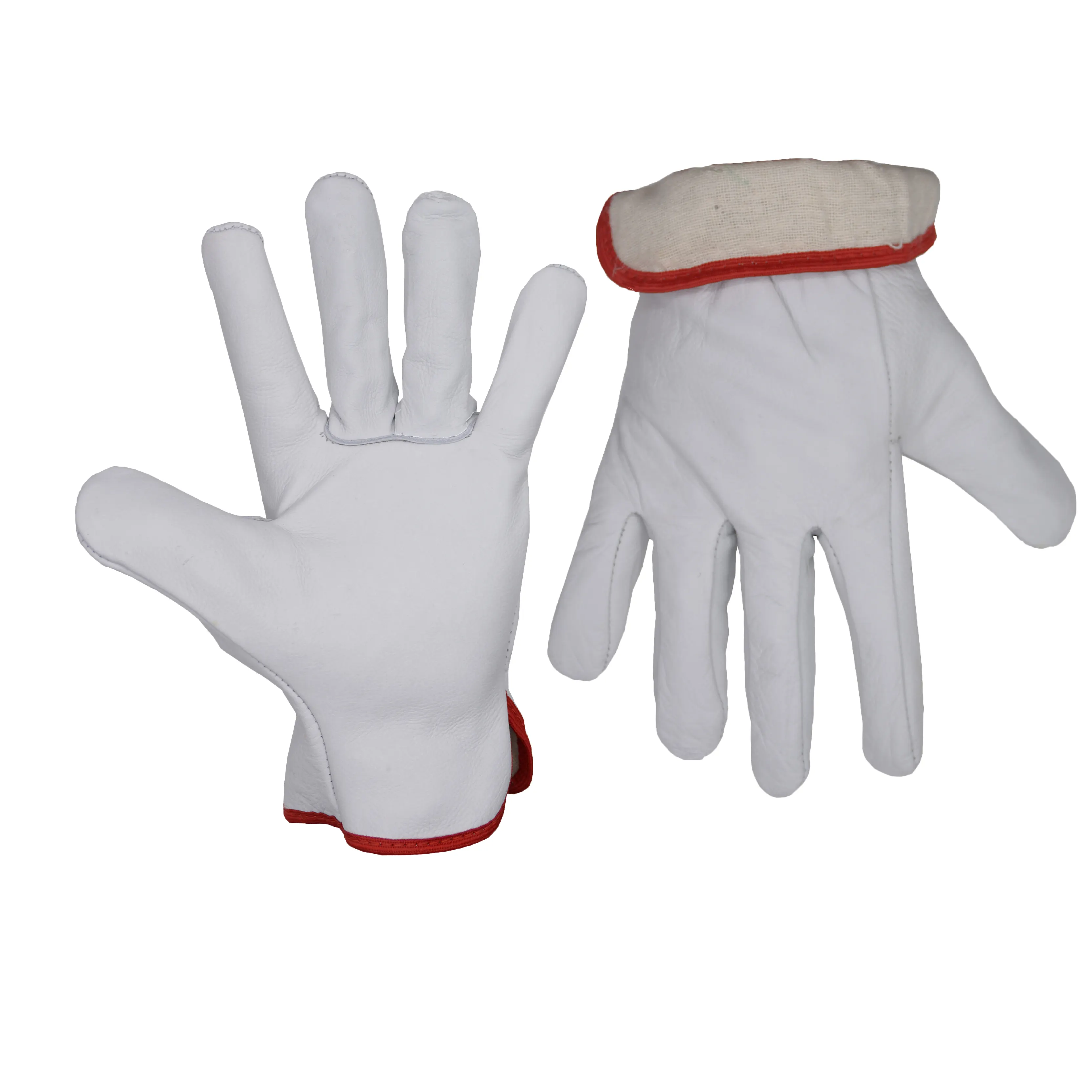 PRI White Wholesale Fleece Lining Work Protective Gloves for Work Cold Temperatures Cowhide Leather Working Gloves