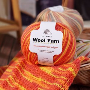 Fil de laine mélangé et teint par segments, 290 fils, épaisseur moyenne, pour tricot à la main de pulls pour bébés, vente en gros transfrontalière, Hebei - Product Image 1