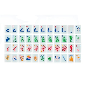 Juego <span class=keywords><strong>de</strong></span> Mahjong Americano Costero Personalizado con 160 Fichas Acrílicas Translúcidas Esmeriladas - Juego <span class=keywords><strong>de</strong></span> Mahjong Personalizado con Caballitos <span class=keywords><strong>de</strong></span> <span class=keywords><strong>Mar</strong></span> y Corales - Product Image 1