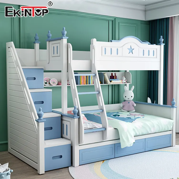 Ekintop-juegos de muebles para niños, marco de cama de madera para loft, litera