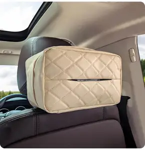 Couverture de boîte à mouchoirs en cuir Pu DS2944 pour porte-serviettes de siège arrière de voiture avec bande élastique porte-serviettes en papier porte-mouchoirs de voiture