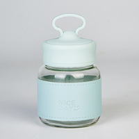 Tasse à thé en verre mignonne de haute qualité avec manchon anti-brûlure, bouteille en verre unisexe au design classique, compatible lave-vaisselle, 300 ml