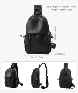 방수 도난 방지 PU 가죽 가슴 가방 남성용 크로스바디 슬링 가방 - Product Image 6