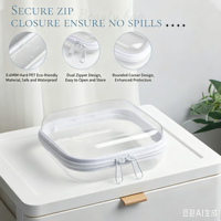 Mini étui rigide transparent avec fermeture éclair, organiseur de cosmétiques portable, boîte de rangement pour les essentiels de voyage