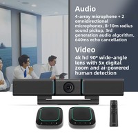 Kamera Konferensi All-in-One 4K OEM ODM Langsung dari Pabrik, AI Portrait, 4+2 Mikrofon, Jangkauan 10m, Speaker 8W untuk Ruang Konferensi