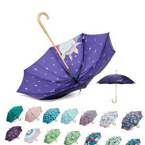 Ombrelle top — parapluie, Design de mode de bonne qualité, impression complète, Double couche, bâton en bois