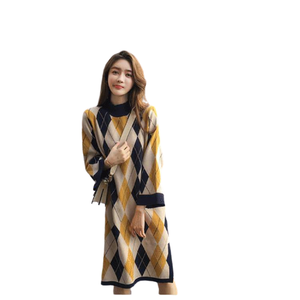 Nanteng abito maglione da donna sfuso Casual a maniche lunghe a quadri retrò con quadri a quadri <span class=keywords><strong>lunghi</strong></span> - Product Image 3