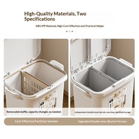 Poubelle de cuisine japonaise de 45 L à double compartiment, avec pédale, en plastique, à pression, pour tri des déchets secs et humides, avec couvercle