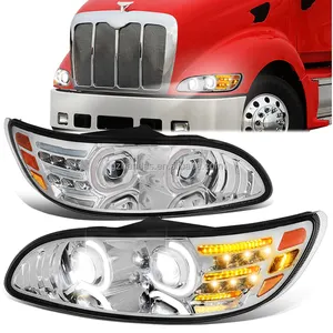 Yeni stil amerika kamyon yarı kamyon aksesuarları dikdörtgen kafa lambası LED kamyon far Peterbilt için 337 34 386 387 2010-2020